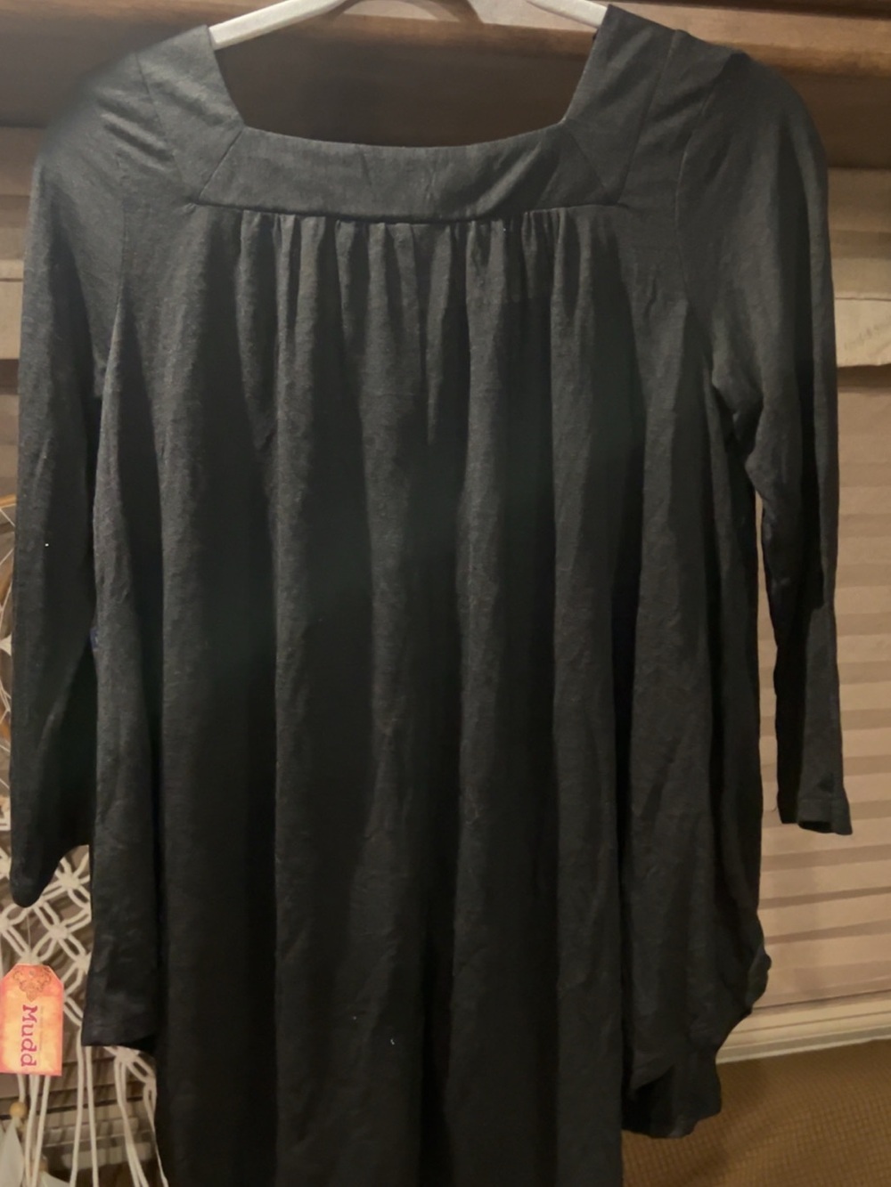 🌸Mudd Boho Black Embroidered Square Neck 3/4 Sleeve Peasant Top Medium NWT - Picture 9 of 9